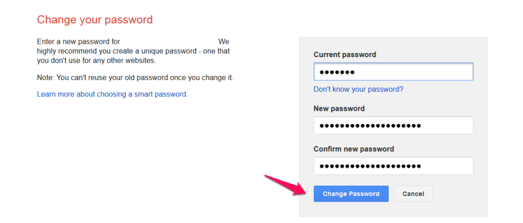 Change your AdSense password