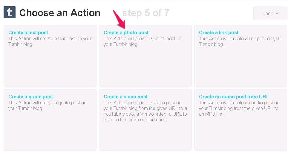 Create a photo post at IFTTT