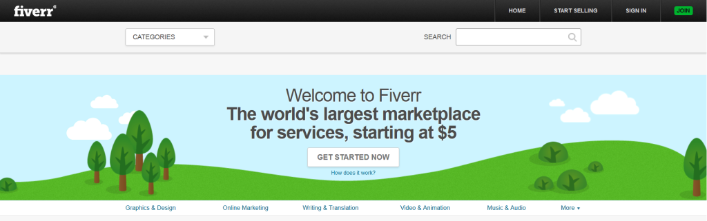 Screenshot of the Fiverr website