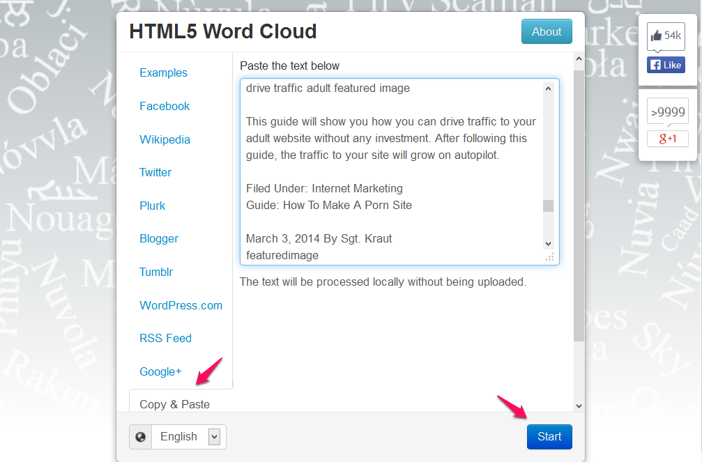 HTML5 Word Cloud Creator