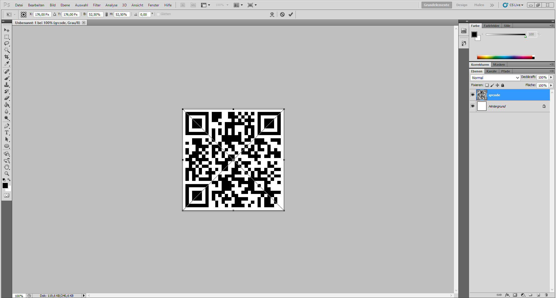 Load the standard QR code in Photoshop